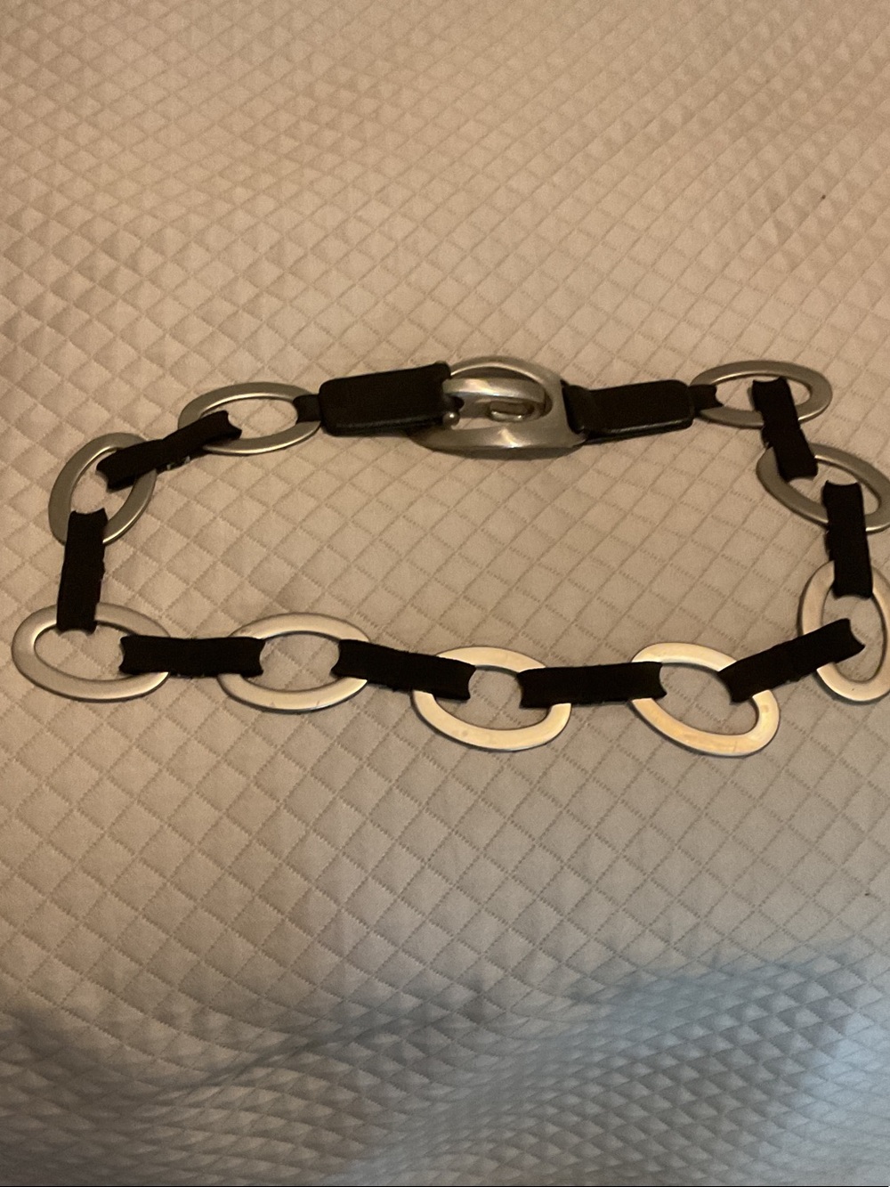 Suzi Roher Black and Silver Oval-Link Chain Belt